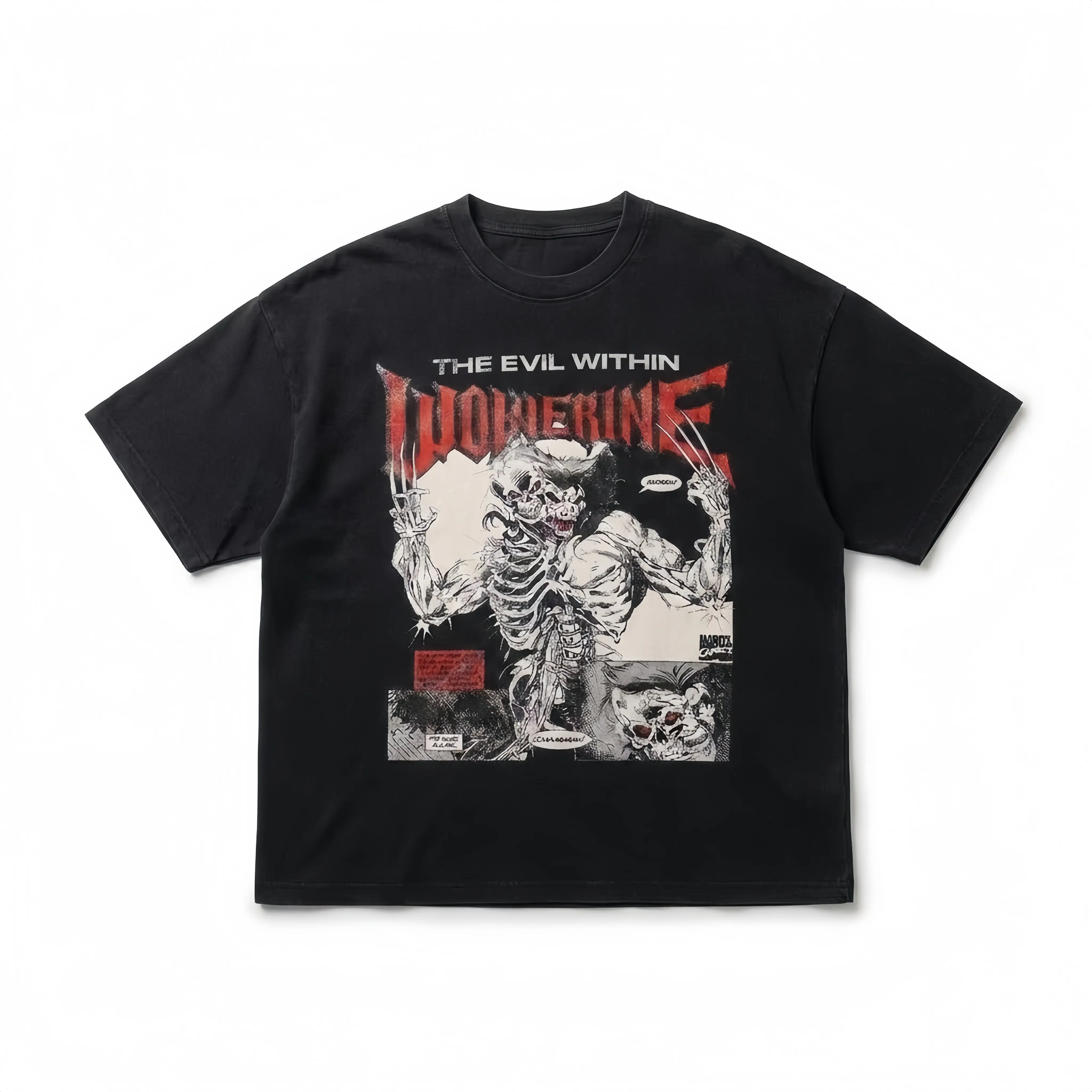 "The Evil Within Wolverine" Graphic T-Shirt Dark Aesthetic Men's Black Streetwear Tee