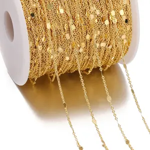 No Fade 2Meters Sequins Chain Necklace Gold Silver Chain Metal Copper Cable Chains Findings Jewelry Making Components Craft Embellishments Craft DIY