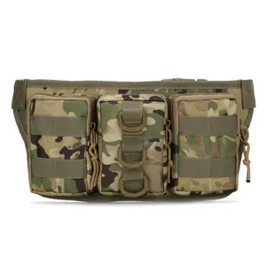 Multifunctional fanny pack, triple military fan tactical fanny pack, outdoor sports cycling large storage bag, close-fitting and convenient mobile phone bag