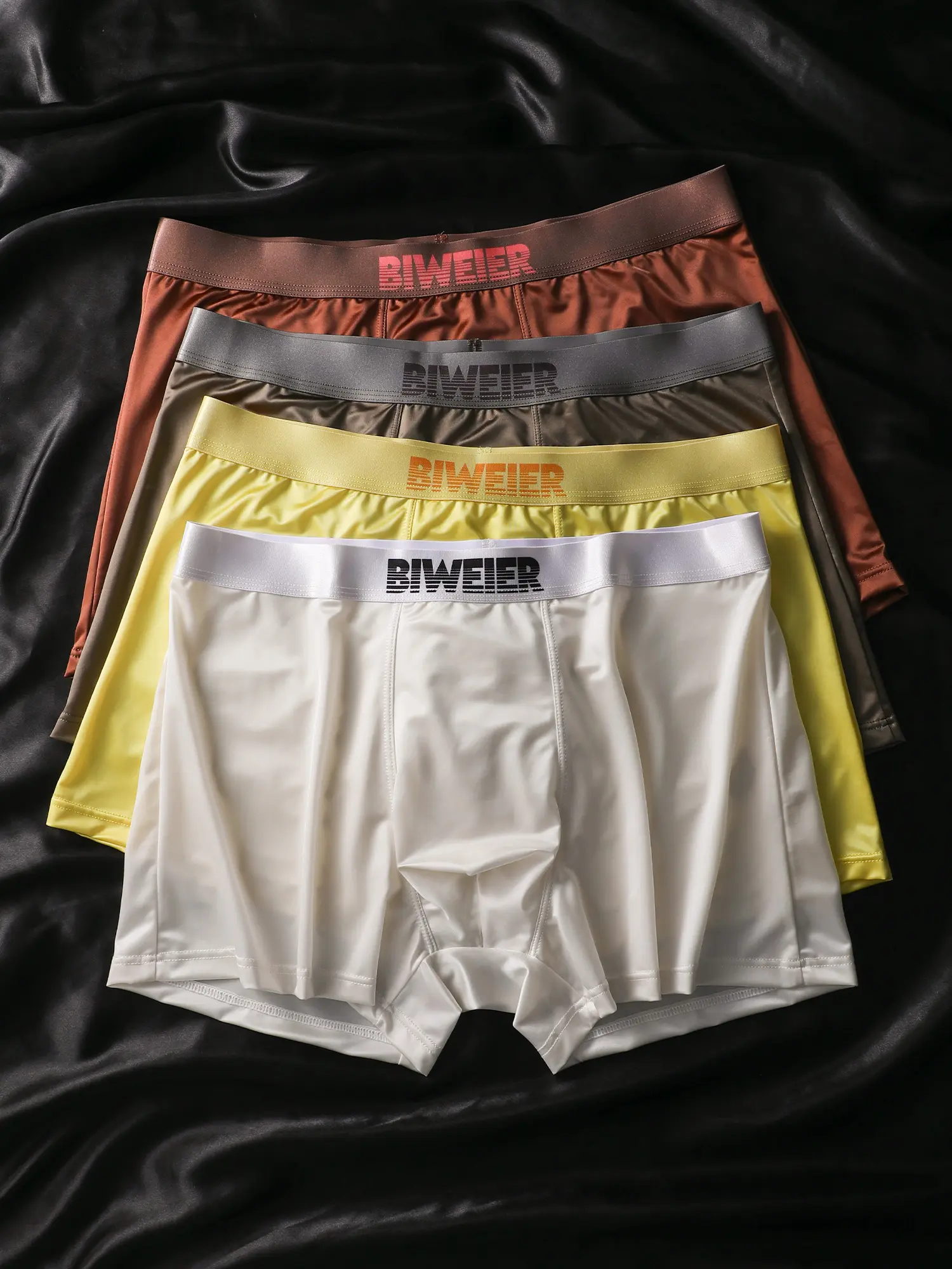 Men’s satin underwear set, casual comfortable underwear, boxer briefs pack, boxers briefs, breathable short pants, soft comfortable fabric, casual style, all-season wear, for home and vacation use