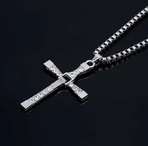 Dominic Toretto's Silver Cross Alloy Necklace from Fast and Furious FAMILY Cross Chain