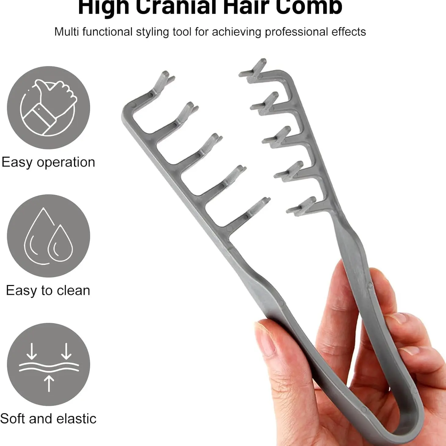 Plush Texture Comb, Wide Tooth Curling Brush, Volumizer Brush, Maximum Root Lift and Seamless Bangs, Unisex Hair Styling Tool for Men and Women