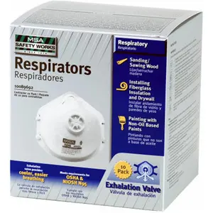 212 MAIN Safety Works 10102483 N95 Respiratory Mask with Valve, 10-Pack Protection Respirator for DIY, Needlework Hobbies