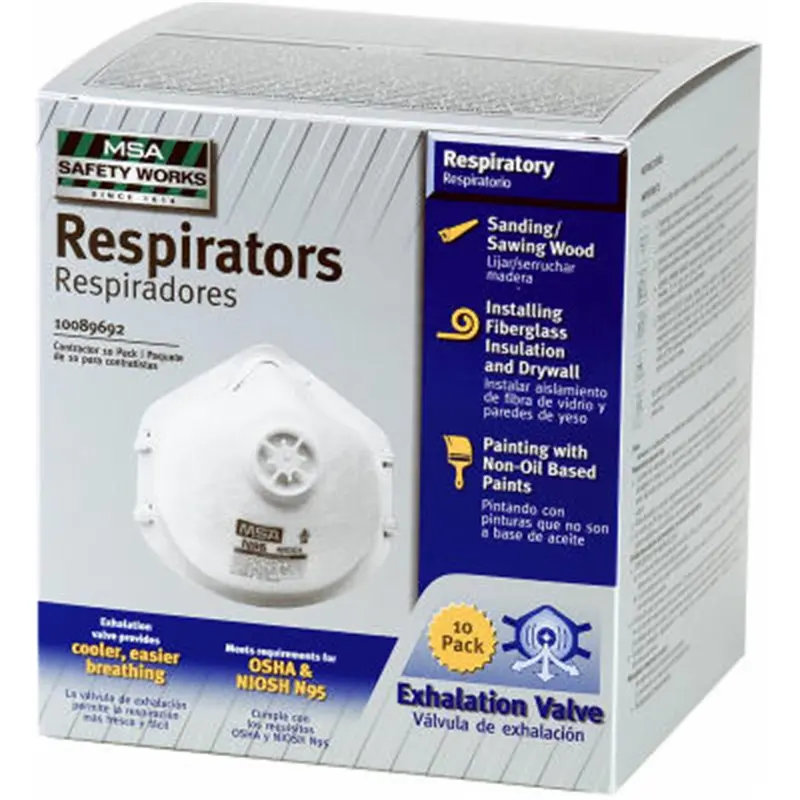 212 MAIN Rectangular Breathable N95 Industrial Respirator Face Mask with Exhalation Valve - 10-Pack Safety Respirators for DIY, Needlework Hobbies, Comfortable Protection (5.25l x 0.45w x 6.5h in)