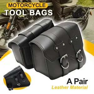 1 Pair Motorcycle Left/right Side Tool Bags | PU Leather Waterproof Luggage Saddlebag | Large Capacity Quick Release Side Bag Set | For Honda/Yamaha/Suzuki And Other Heavy Motorcycles