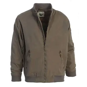 Gioberti Men's 100% Cotton Sportwear Full Zipper Twill Bomber Jacket, Olive, L