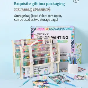 New168pcs 162 Colors Languo Gel Pens Set, 0.6mm Tip, Rich Colors, Art Supplies for Students, School, DIY Crafts, Journaling, Cards