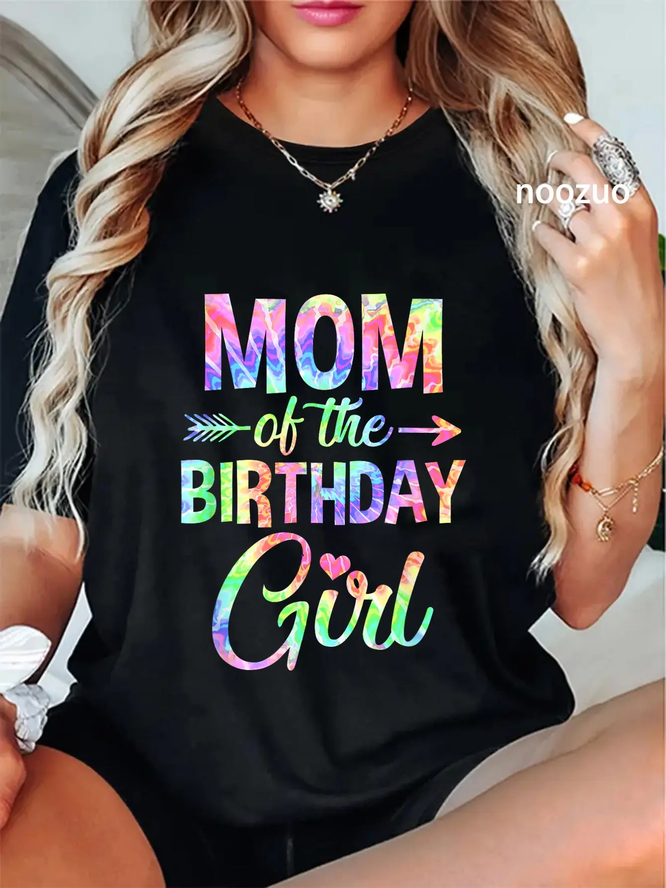 100% Cotton Mom Of The Birthday Girl Tie Dye 1St Birthday Girl Family T-Shirt