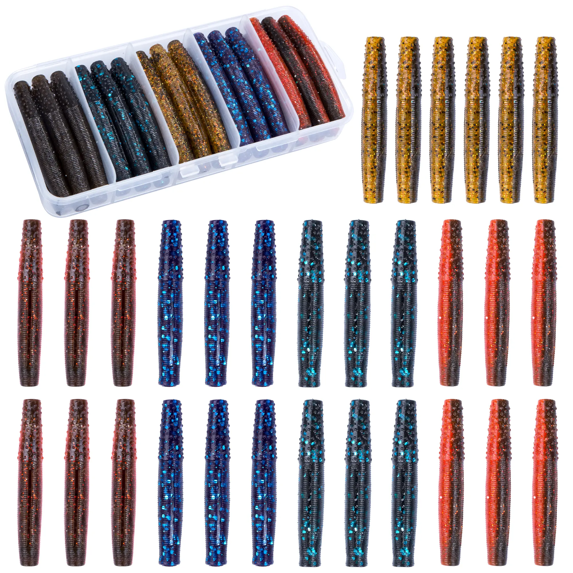 Bombrooster Finesse Ned Worms Lures,Ned Rig Baits Kit for Bass Fishing,TRD Soft Plastic Fishing Baits