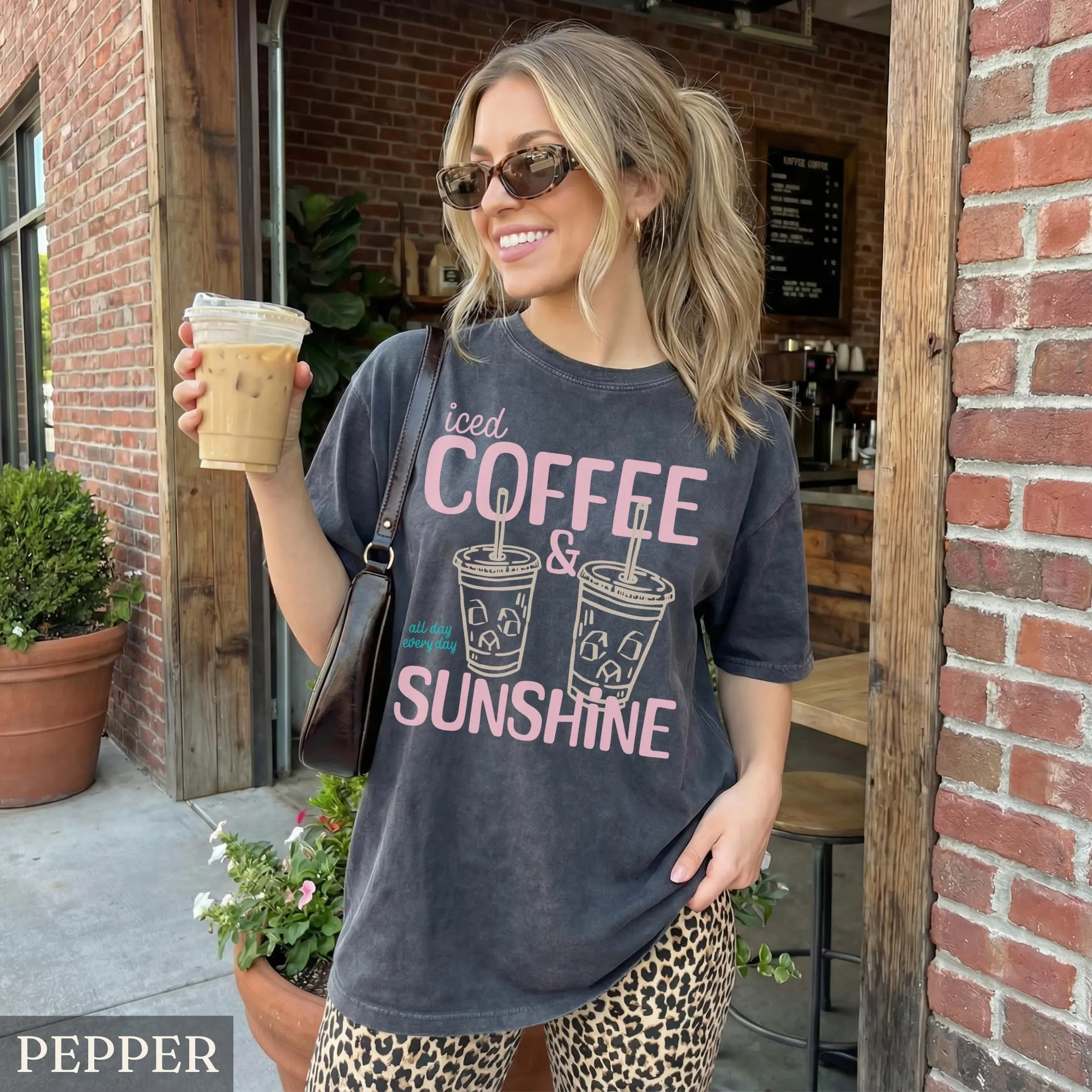 Iced Coffee and Sunshine Shirt, Iced Coffee Shirt, Coffee Lover Gifts, Summer T-shirt, Summer Vibes Shirt, Coffee TShirt