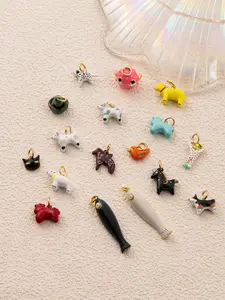 1PC Bohemian style animal oil drop pendant, cute marine and land animal series, stainless steel color preserving material, suitable for DIY fashion accessories in jewelry