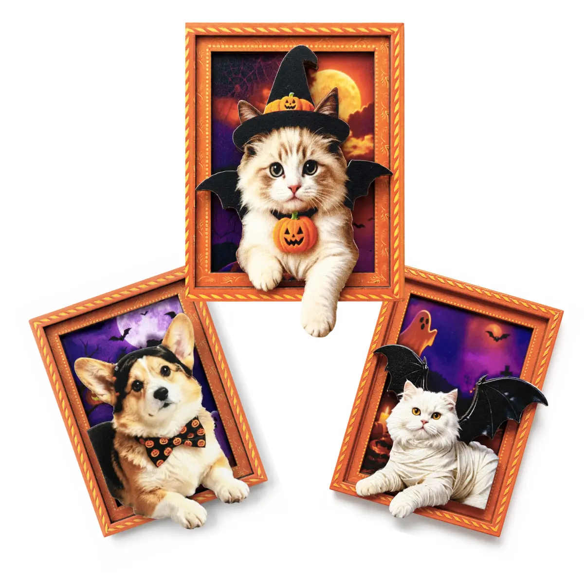 3D Cat Fridge Magnet - Cute Acrylic Raised Animal Magnet with Strong Magnetic Back, for Kitchen Refrigerator, Office Locker & Home Decor, Funny Gift for Cat Lovers, Halloween Party Decor