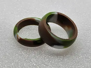 Army Green White Brown Black Camo Silicone Wedding Ring Rubber Sport Band Size 6-13 High Performance Active Lifestyle Great Gift for Athletes