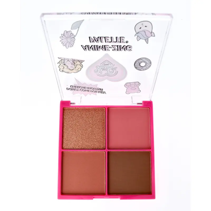 KimChi Chic Beauty Anime-Zing Face Palette with Blushes and Bronzers - 4 Color Shades, Easy to Blend Formula Glam Makeup Cosmetic Flawless Synthetic