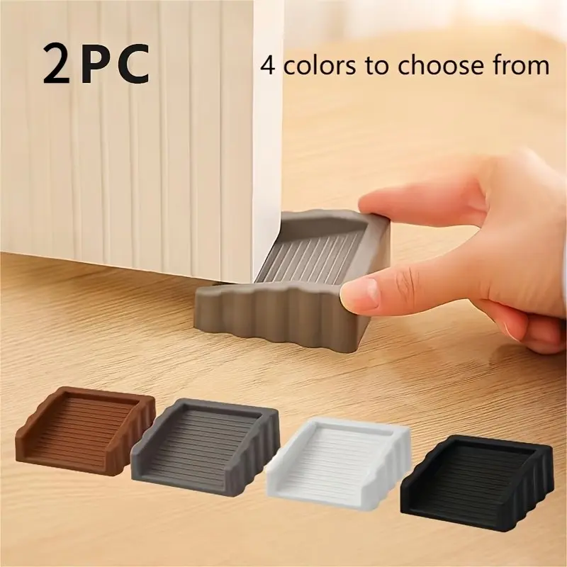 2 Piece Creative Windproof Door Stopper, Plastic Matte Finish Surface Wedge, Safe Door Holder, Anti-Collision Door Stop, 4 Colors Available, Doorstop