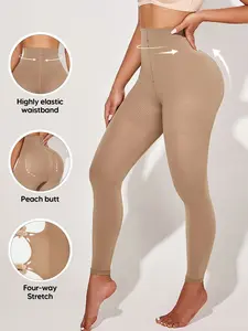 Women's Seamless High Waisted Tummy Control Leggings – Butt Lift Compression Ankle Length Yoga Pants, Super Stretchy Shaping Tights, Seamless Sculpt Leggings, Yoga Bottoms (Black/Nude/Grey/Almond/Red)