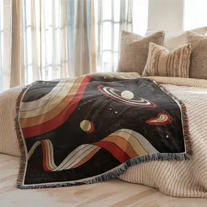 Multi-Function Tassel Woven Blanket - Colorful Star Pattern Bed Blanket, Machine Washable Blanket, Cozy Throw Blanket, Also for Sofa Cover Couch Throw Armchair Home Decor Outdoor Picnic Camping