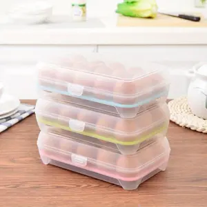 15-grids Egg Storage Box, Plastic Egg Refrigerator Crisper with Lid, Egg Storage Box, Household Egg Preservation Box for Kitchen Outdoor Picnic