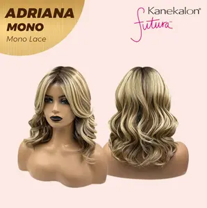 JBEXTENSION ADRIANA MONO Full Monofilament Handmade Full Lace Full Hand Tied Wig 14 Inches Blonde With Dark Root Wave Mono Lace Handmade Futura Fiber Wig With Anti-slip Silicone Strips Glueless Wig Adriana Mono【BENDY EAR TABS】