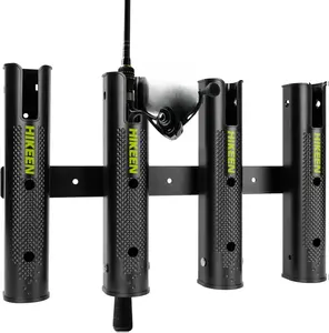 Hikeen Adjustable Fishing Rod Holder, 4 Tube Fishing Pole Holders Wall-Mounted Rod Rack for Boat Kayak Golf Cart Garage Crate Cooler Wagon RV