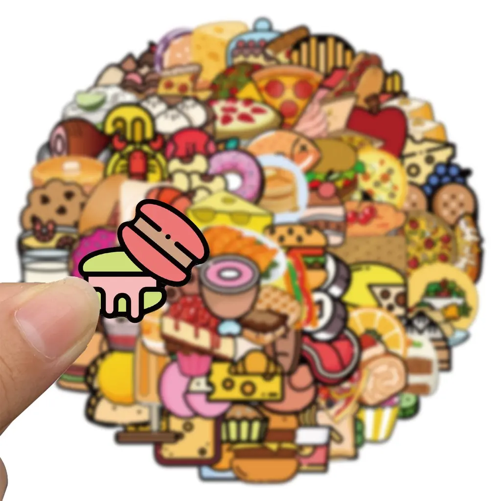 100PCS Mini Cute Cartoon Food Stickers For Diary Laptop Luggage Skateboard Decals