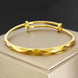 Gold Plated Bangles for Women Geometric Cuff Bracelet Adjustable Non Tarnish Wedding Bridal Jewelry Accessories Gifts