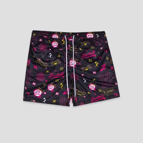 Bat Bros Youth Bad Day Diamond Air Mesh Shorts - Breathable, Casual Streetwear, Adjustable Fit, Signature Gold Aglets