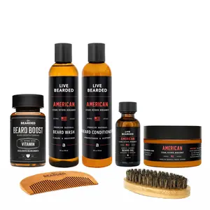 Live Bearded Total Beardsman Beard Kit -Beard Oil, Butter, Wash, Conditioner, Boost, Hair Brush, Wooden Comb