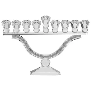 Copa Judaica Crystal Menorah with Silver Crushed Stones