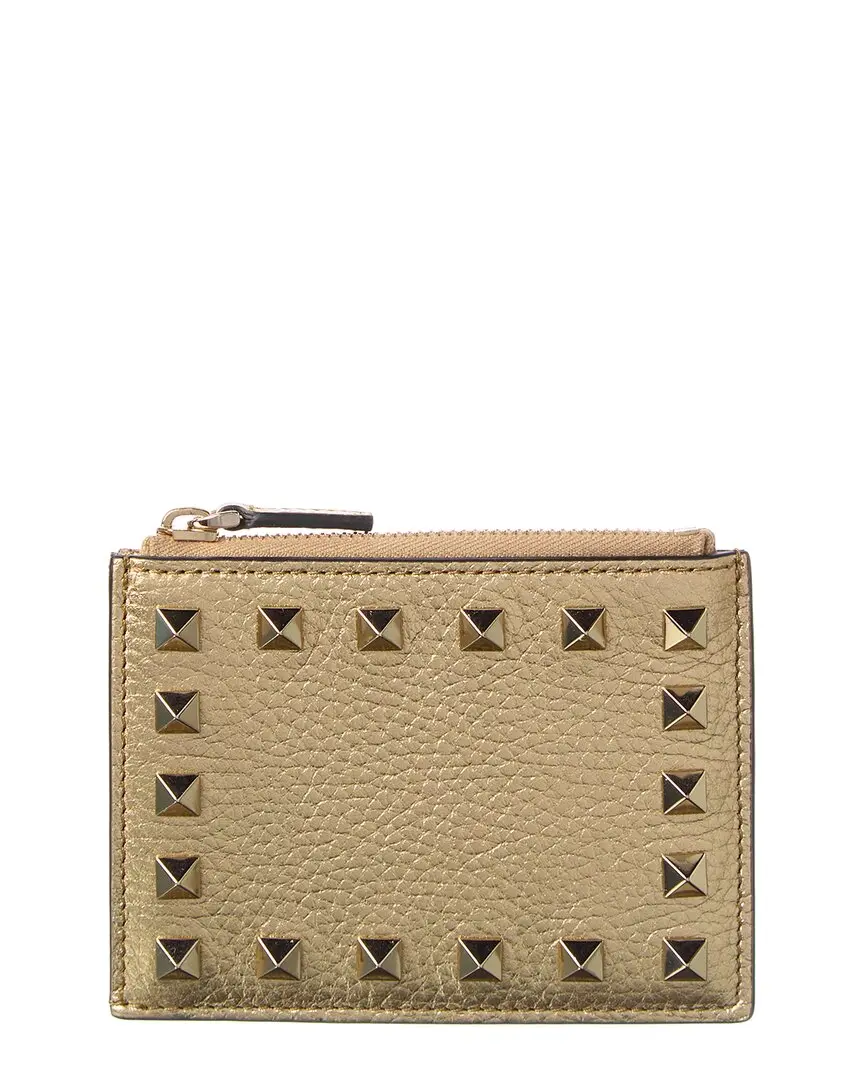 Valentino Rockstud Grainy Leather Card Holder