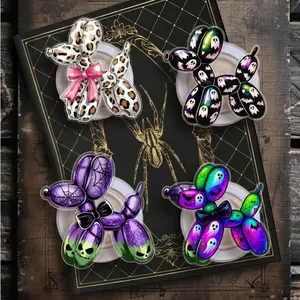 Magnetic Phone Grip Spooky Balloon Dog Collection, Halloween Ghost Spiderweb Stand Holder, Removable Magnet Griptok For iPhone Android Case