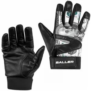 Gorilla Balls Batting Gloves with $100 Bill Design for Baseball and Softball - Adjustable Strap, Breathable Leather for All Seasons