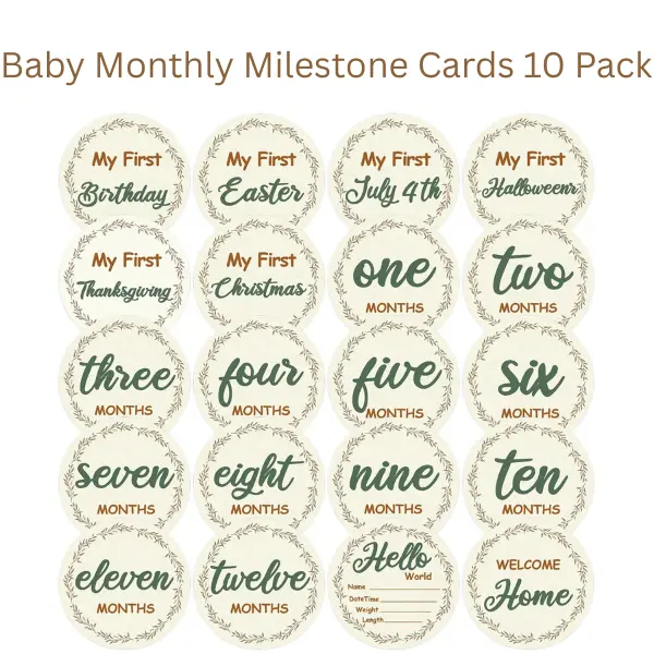 Baby Monthly Milestone Cards 10 Pack, Double-Sided Newborn Photography Props, Growth Keepsake & Birth Announcement, Summer Gift
