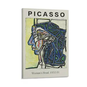Pablo Picasso's Woman's Head Canvas Print - Ideal for Home Decoration in Living, Bed Or Office. Historic Cultural Wall Art Poster to Enhance Your Space. Poster Canvas Wall Art For Bedroom Decor Bar Office Room Decor Gift