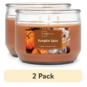 2 pack for $33.99 Mainstays Pumpkin Spice Scented 3 Wick Candle 11.5 oz Jar with Pumpkin Nutmeg & Cinnamon Notes