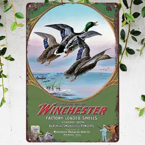 Vintage Duck Hunting Pattern Metal Sign Print, 1 Count Exquisite Artistic Wall Art, Wall Decor for Home Living Room Bedroom Study Room, Ornaments, Decoration