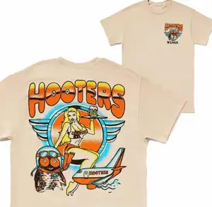 Vintage 90s Hooters Wings 2 Sides T-Shirt, Playful Classic Cotton Menswear Top, Aesthetic Retro Wing Expert Graphic Tee, Trendy Oversized Heritage Restaurant Design, Premium Heavyweight Authentic Comfort Apparel