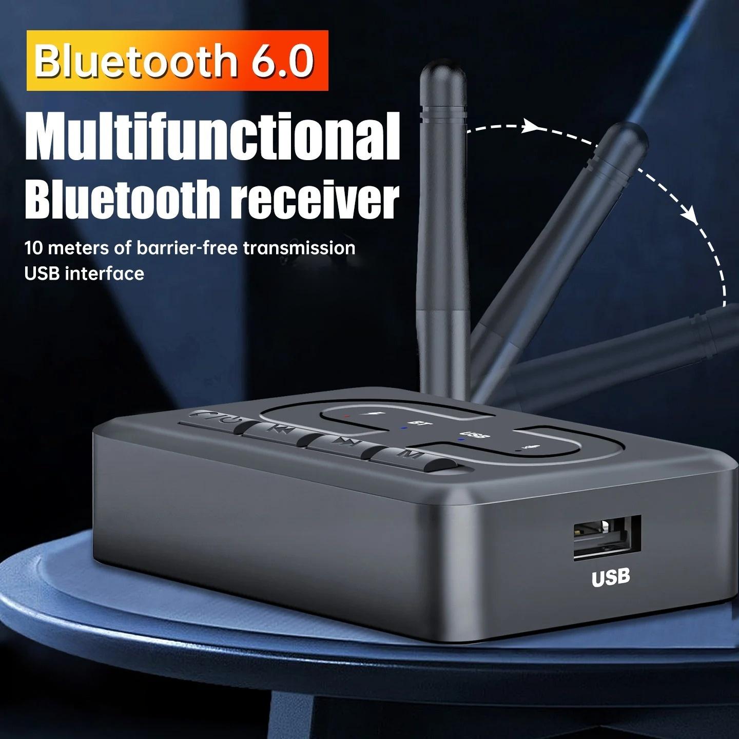 Bluetooth 6.0 Audio Receiver 3.5mm RCA With Mic HIFI Stereo Wireless Adapter Support USB U-Disk for Car Speaker Amp