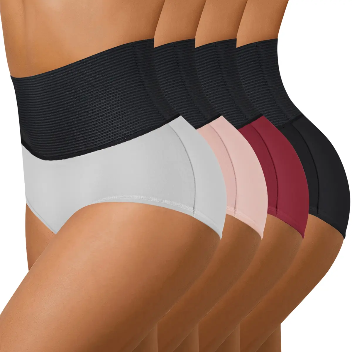 Women's  Plain Look Panties for Women, 4 PCS Full Coverage Stretch Fit Briefs, Soft Knit Breathable Polyester Mix Daily Wear Undies, Neutral Colors, Skin-Friendly