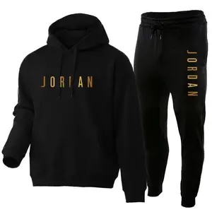 Fashionable men's and women's casual sportswear hooded sweatshirt set autumn and winter, paired with velvet fashionable printed jacket hooded sweatshirt/ sets men clothingGift