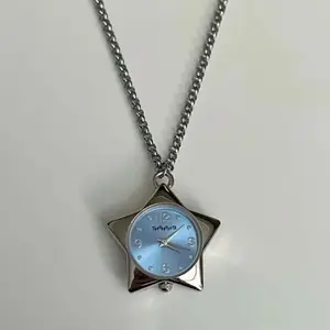 Star Watch Necklace, Heart Vintage Gemstone Clavicle Chain, Pentagram Couple Style Pendant Jewelry, Romantic Retro Love Star Matching Necklace for Lovers, Fashion Decor Gift