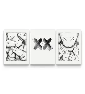 KAWS XX 0utline Sketch Wall Art Set of 3 – Minimalist Poster, Product without frame