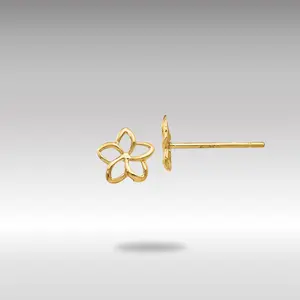 14K Gold Plumeria Post Earrings - Model TM734