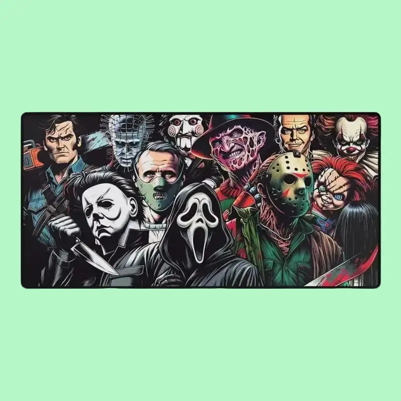 Classic Horror Villains Desk Mat, Halloween Movie Killer Character Mouse Pad, Extended Gaming Desk Pad – FASTSHIPPING
