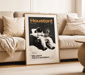 Houston Astronaut Poster - Relaxing Space Explorer Art Print, Product without frame