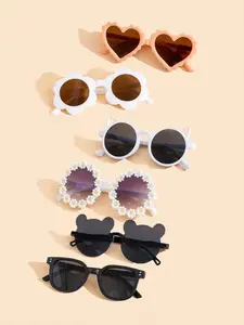 6 Piece Set Dopamine Kids Fashion Glasses, Multi-Shape Stylish Eyewear, Daily Photography Outdoor Use, Unisex Children Accessories