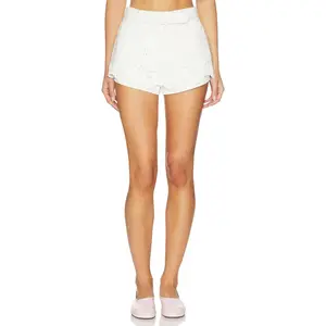 For Love & Lemons Heart Eyelet Denim Short in White