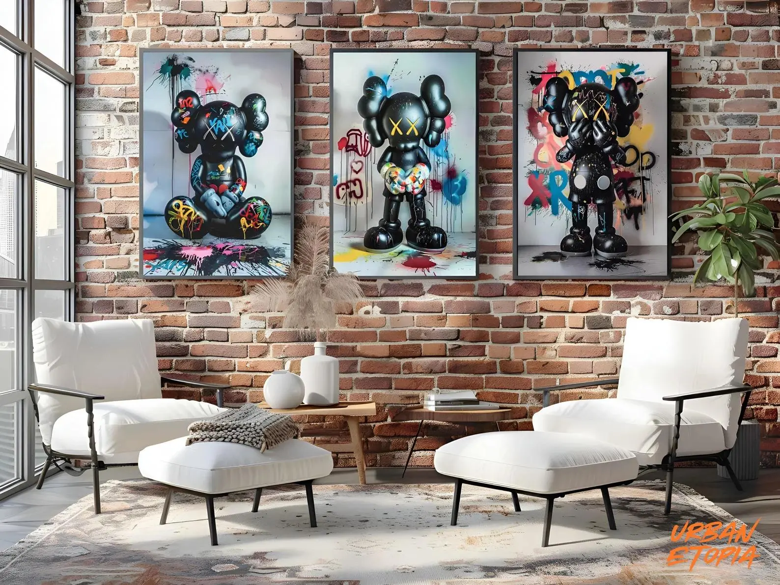 Kaws Graffiti Poster Set: Hypebeast Art Prints , Art Wall , Set of 3 , KAWS Poster