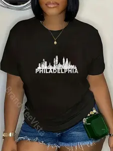 100% Cotton Love Philadelphia Skyline Downtown Cityscape Philly Souvenir T-Shirt
