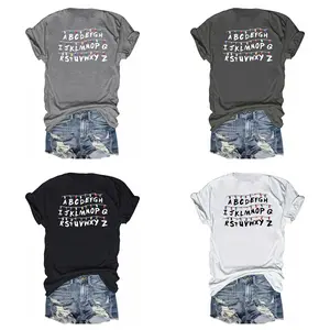 Stranger Things Upside Down ABCD Light Funny 100% Cotton T-Shirt Tops